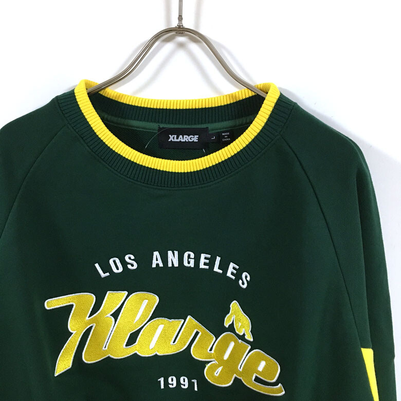 新作 人気 XLARGE チームロゴ2トーン クルーネック スウェット 黒 atak