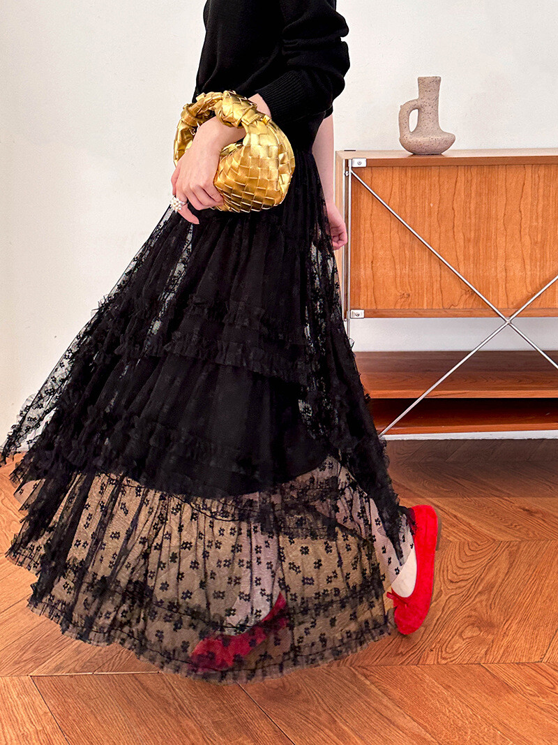 u26802 レディース ボトムス ロングスカート レース ハイウエスト 2025春新作 韓国風 2色 u26802 レディース ボトムス ロングスカート レース ハイウエスト 2025春新作 韓国風 2色