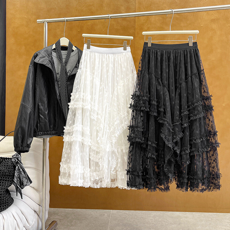 u26802 レディース ボトムス ロングスカート レース ハイウエスト 2025春新作 韓国風 2色 u26802 レディース ボトムス ロングスカート レース ハイウエスト 2025春新作 韓国風 2色