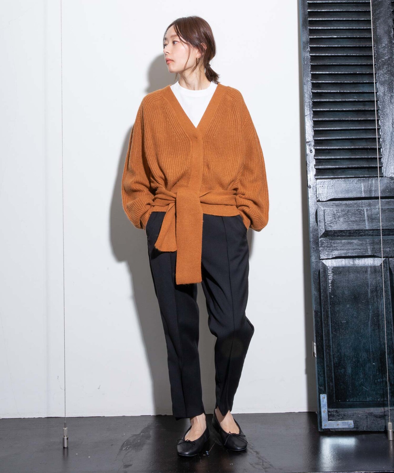 アンゴラミックス畦編み中肉ニットカーディガン アンゴラミックス畦編み中肉ニットカーディガン