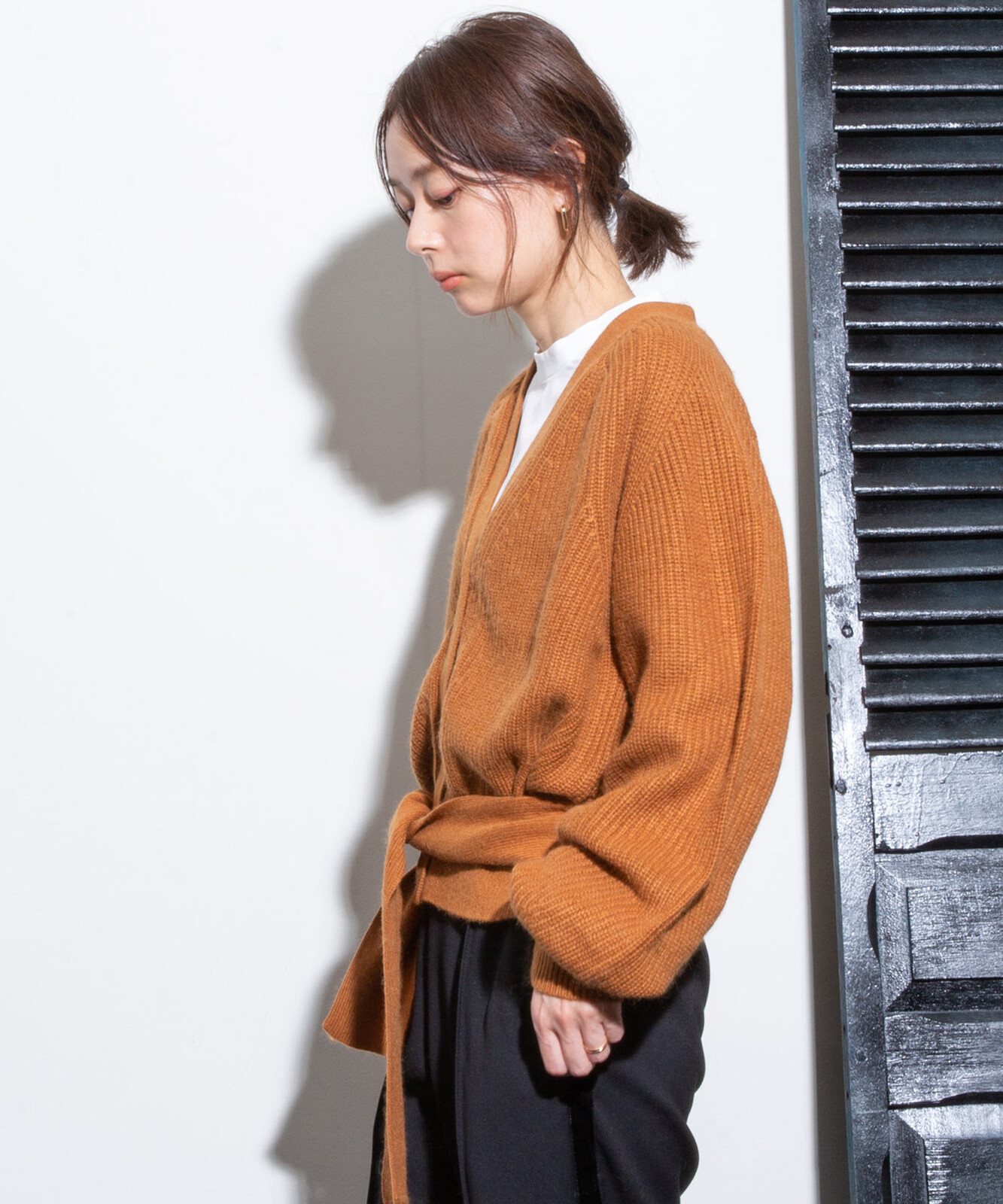 アンゴラミックス畦編み中肉ニットカーディガン アンゴラミックス畦編み中肉ニットカーディガン