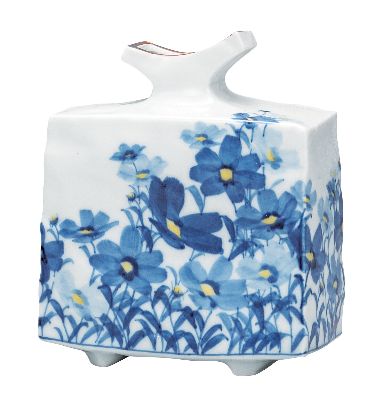 日本の伝統工芸品【九谷焼】 6号花瓶 染付秋桜  宮吉ゆみこ (K9-1389) 10,800円