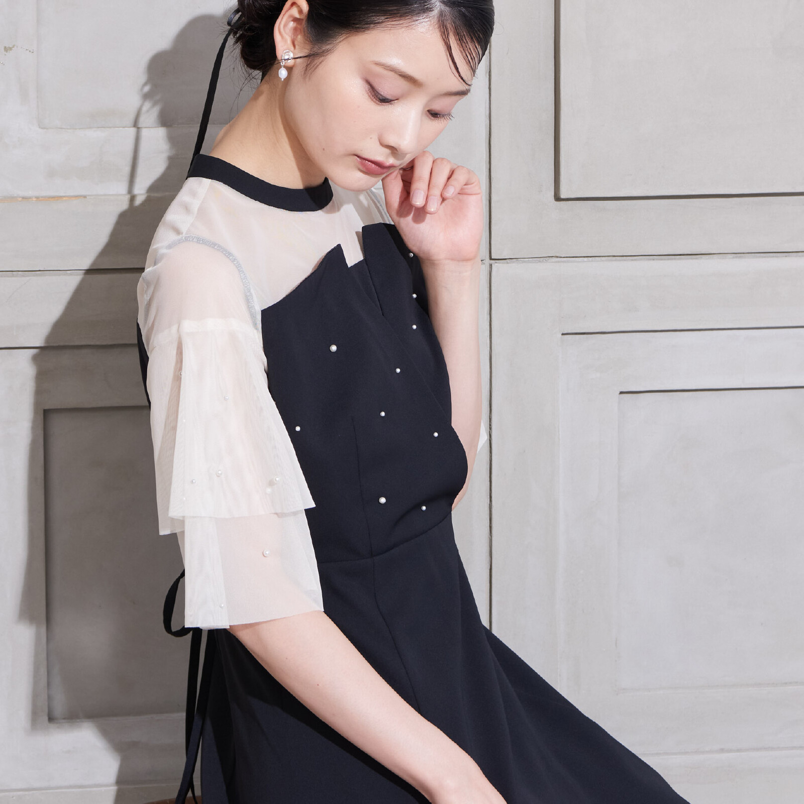 パールつきビスチェ風ドレス パーティードレス フォーマルドレス 結婚式 お呼ばれ 同窓会 14,850円