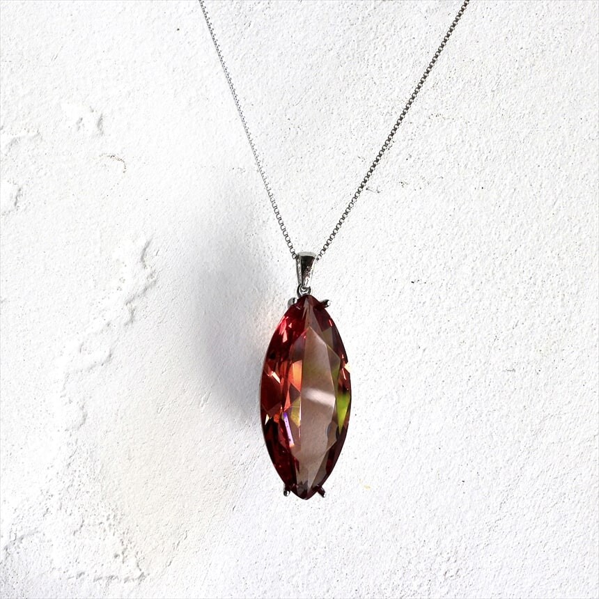 NEWズルタナイト アーモンド形シルバーネックレス ペンダント