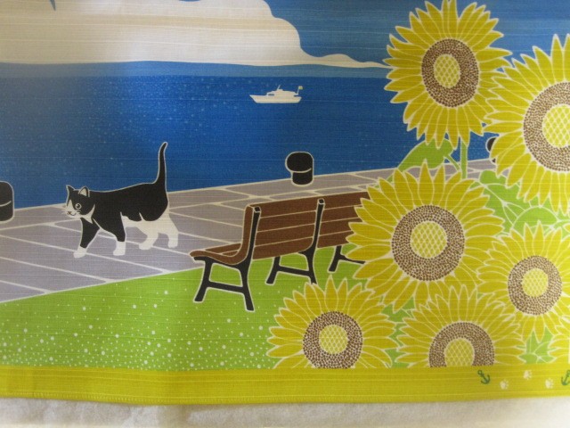 Tama /& Himawari Cat /& Sunflower Japanese wrapping cloth FUROSHIKI