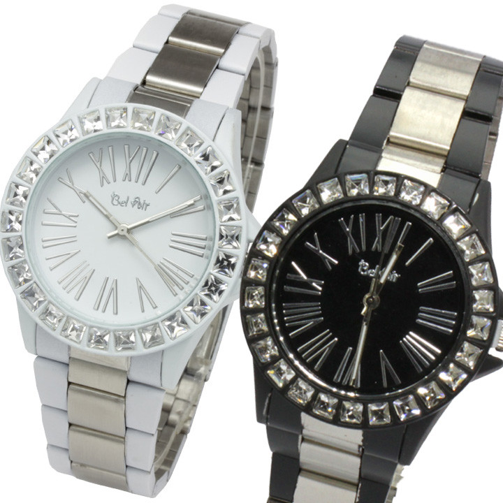 Bel Air Solid Face Rhinestone Ladies Wrist Watch Export Japanese