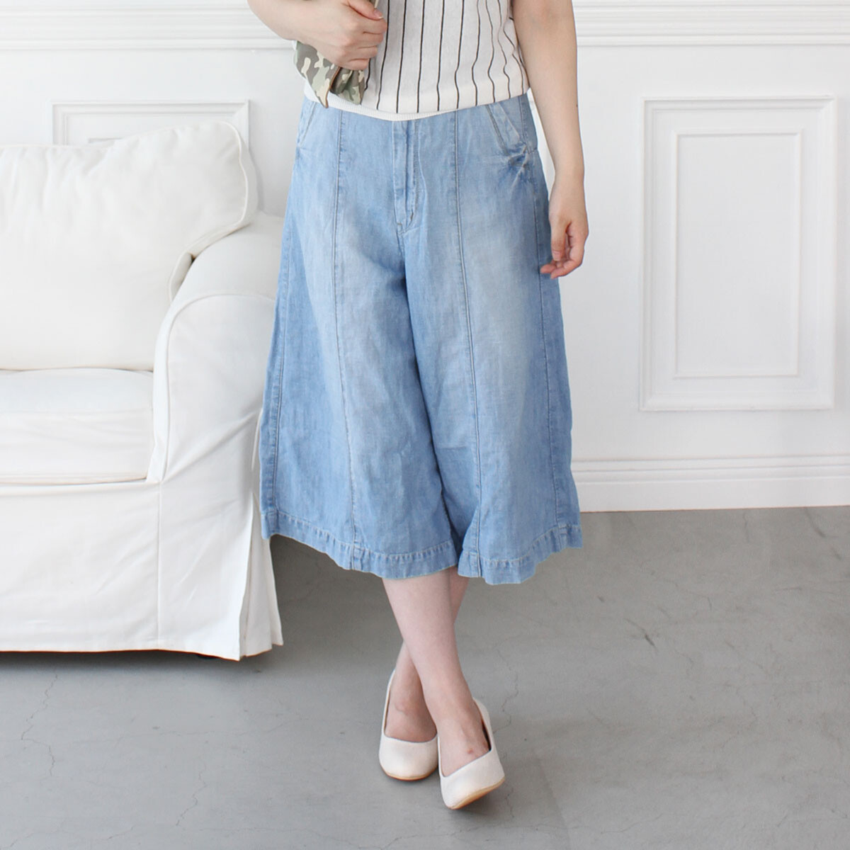 denim culotte pants