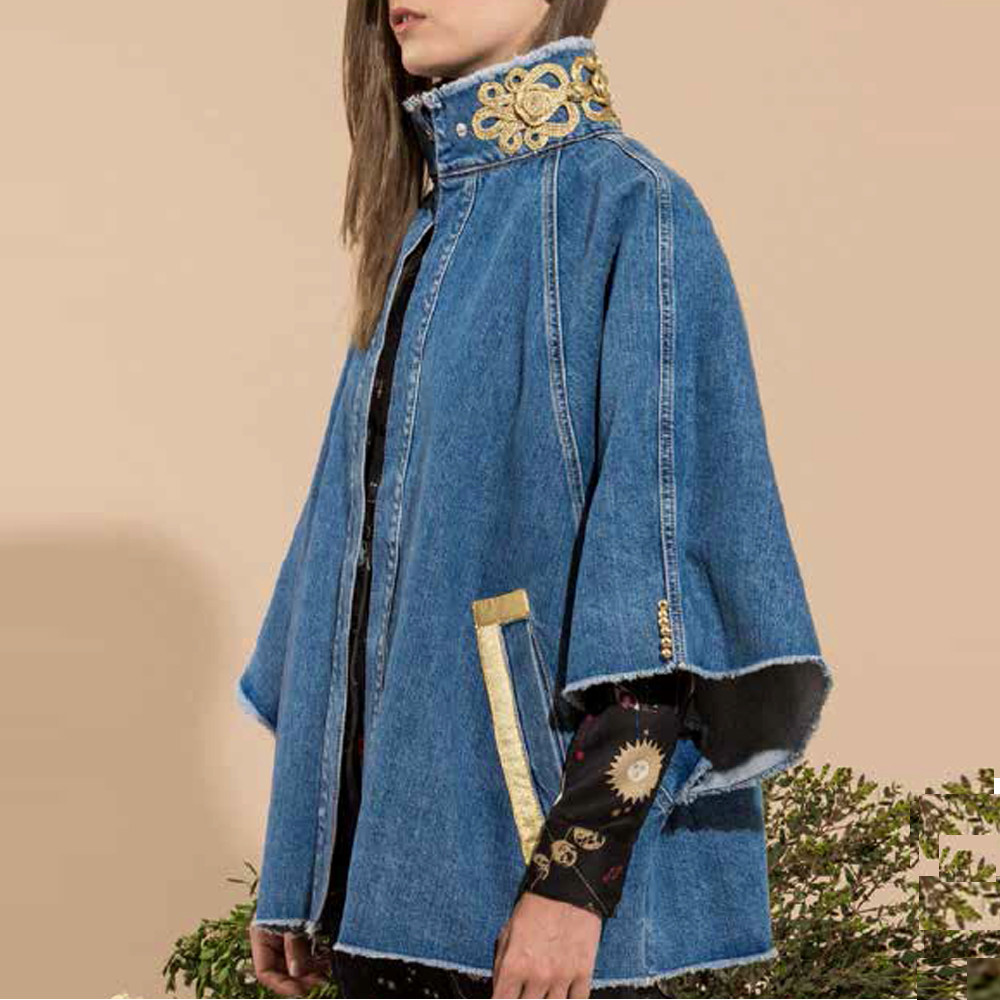 denim poncho jacket