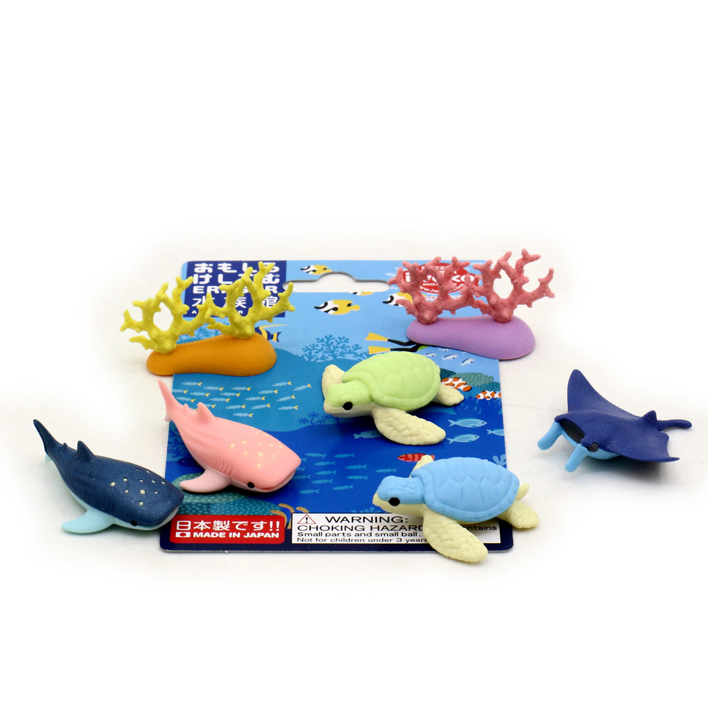 IWAKO Japanese Animal Puzzle Erasers Rubbers IWAKO Aquarium Eraser Blister Set