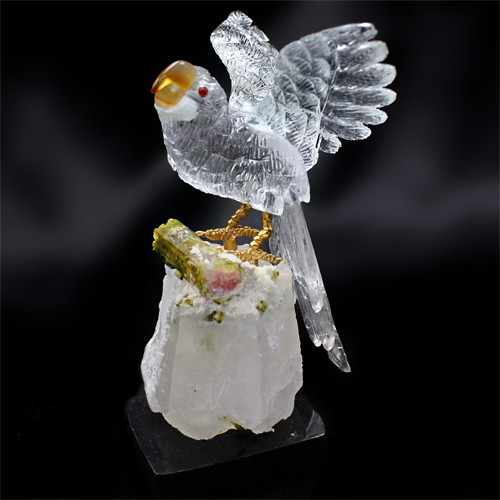 極上彫刻品 水晶 インコ トルマリン原石 鳥彫像 置物 天然石の商品ページ 卸 仕入れサイト スーパーデリバリー