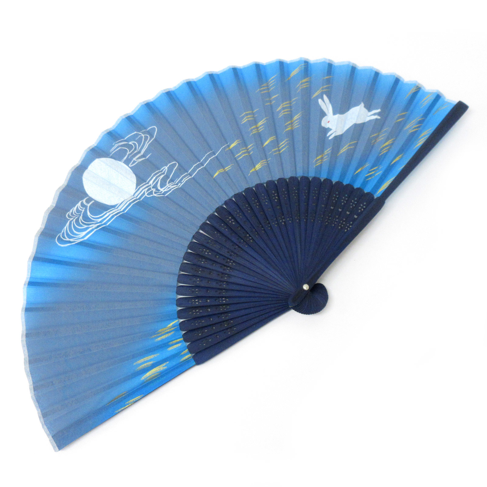 blue folding fan