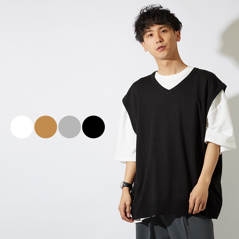 knitted vest over shirt