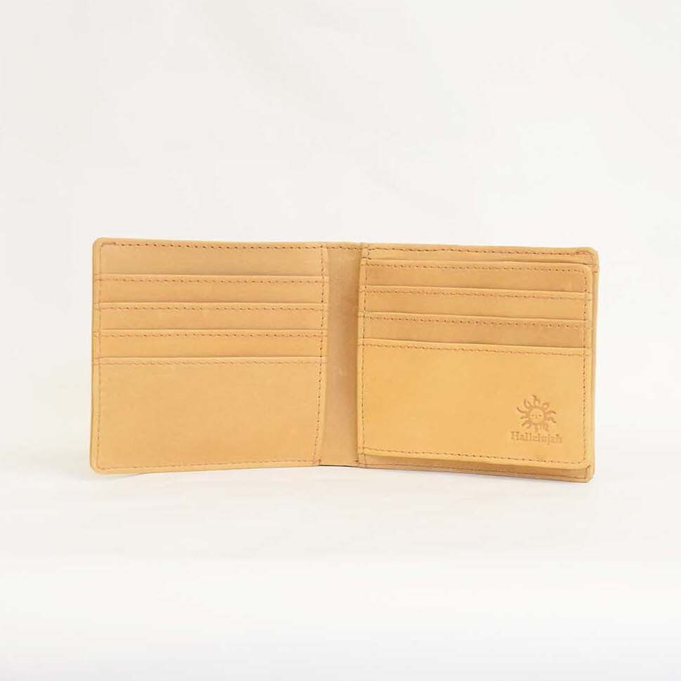 Cow Leather All Leather Compact Clamshell Wallet Genuine Leather