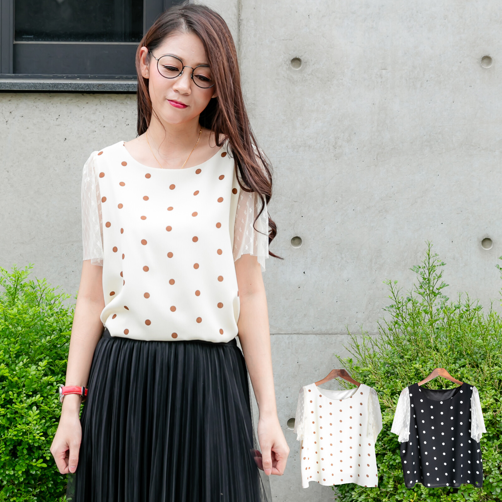 lace polka dot top