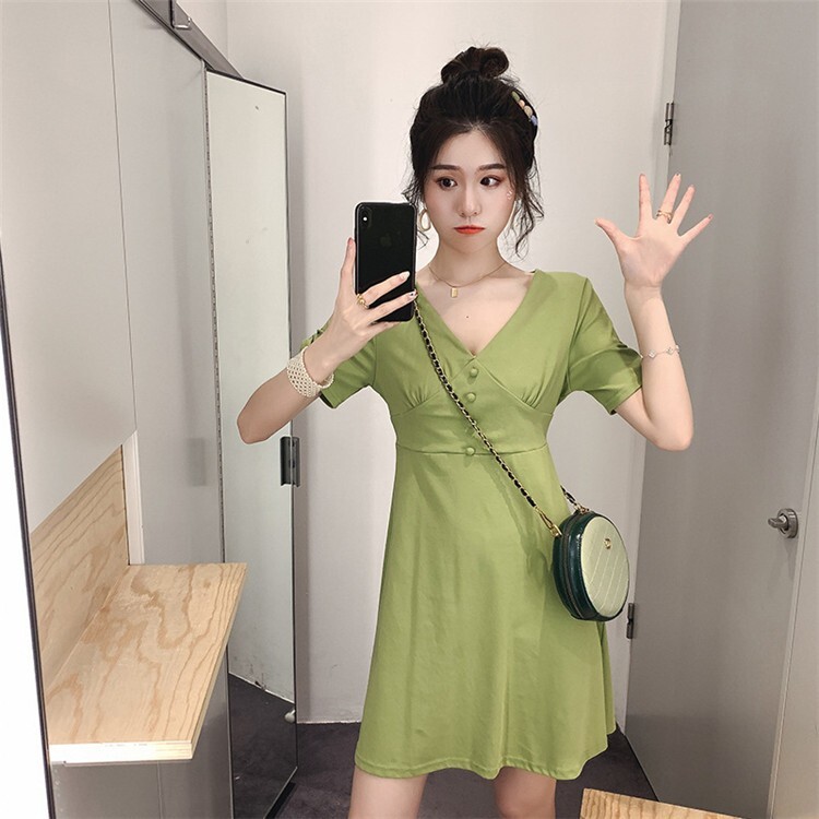Band Ladies One Piece Dress Short Sleeve One Piece Dress V Neck Import Japanese Products At Wholesale Prices Super Delivery