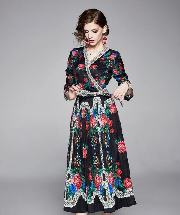 Floral Pattern V Neck Pleats Ribbon Wedding Long One Piece Dress Dress Import Japanese Products At Wholesale Prices Super Delivery Floral Pattern V Neck Pleats Ribbon Wedding Long One Piece Dress Dress Import Japanese Products At Wholesale Prices Super Delivery
