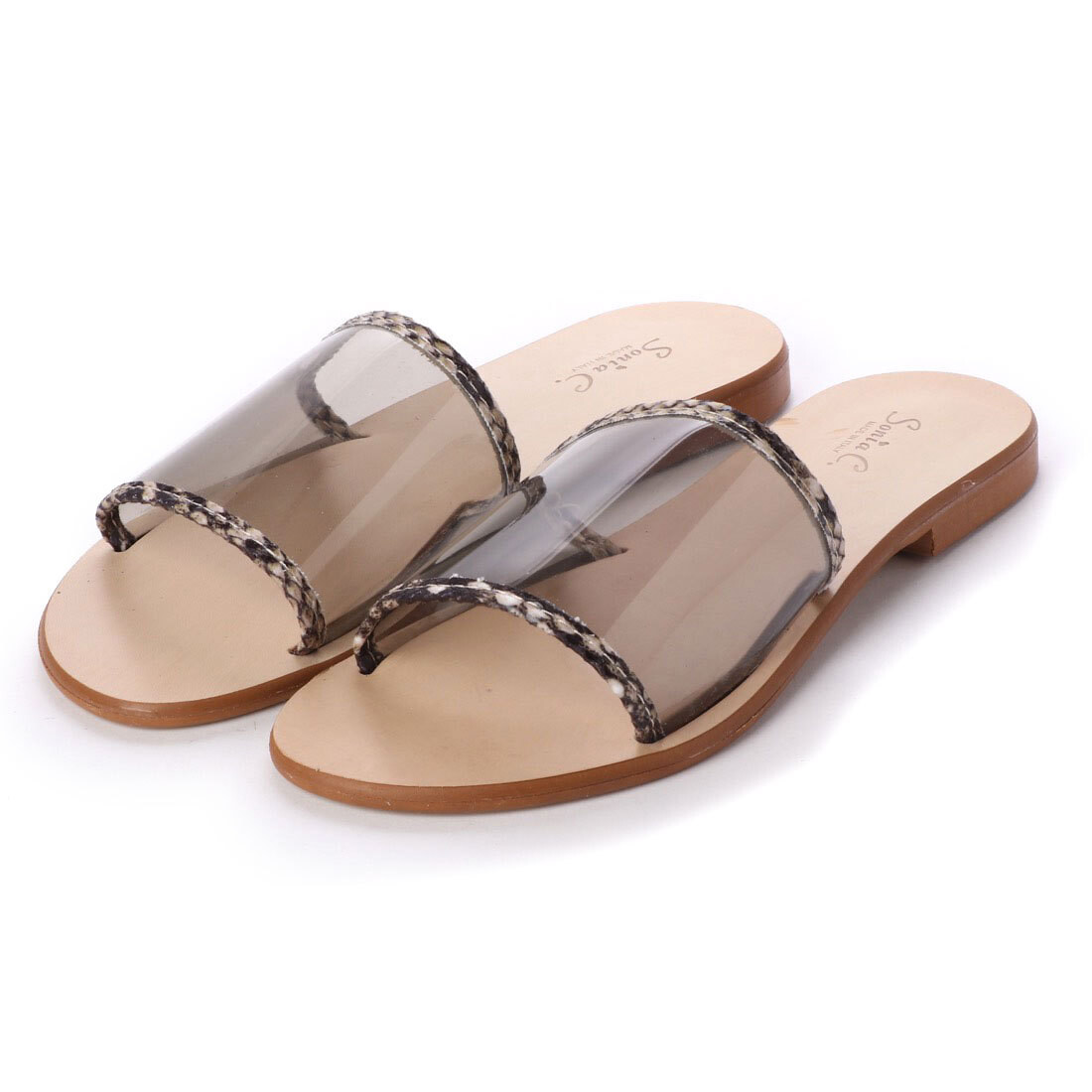 clear flat sandals with studs