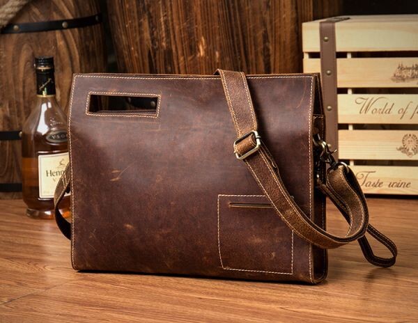 leather shoulder book bag