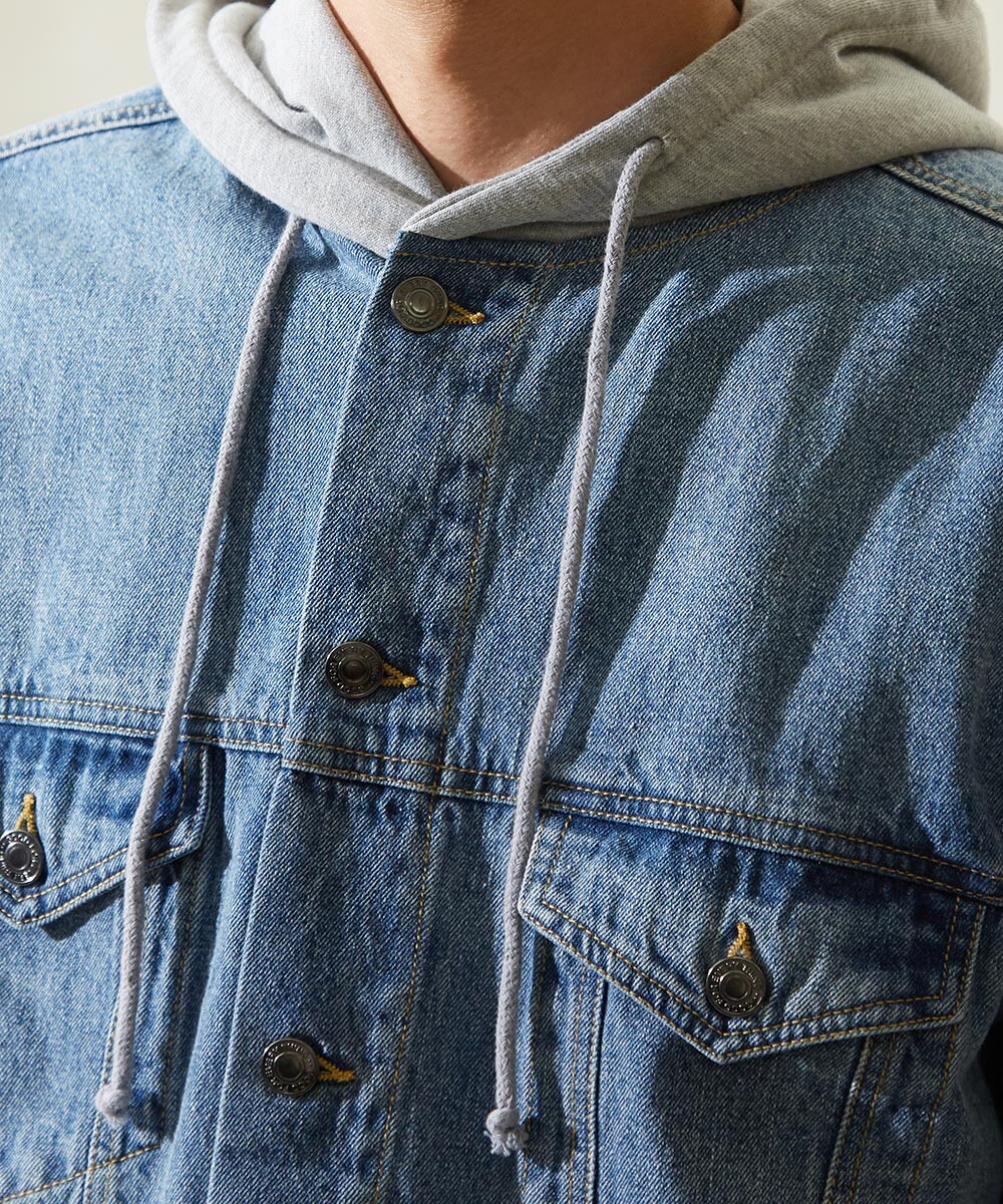denim with hood