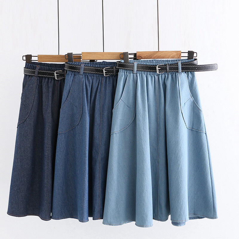 ruffle waist denim skirt