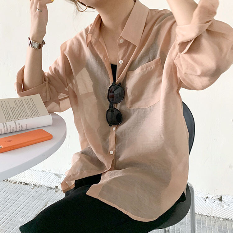 sheer long sleeve shirt