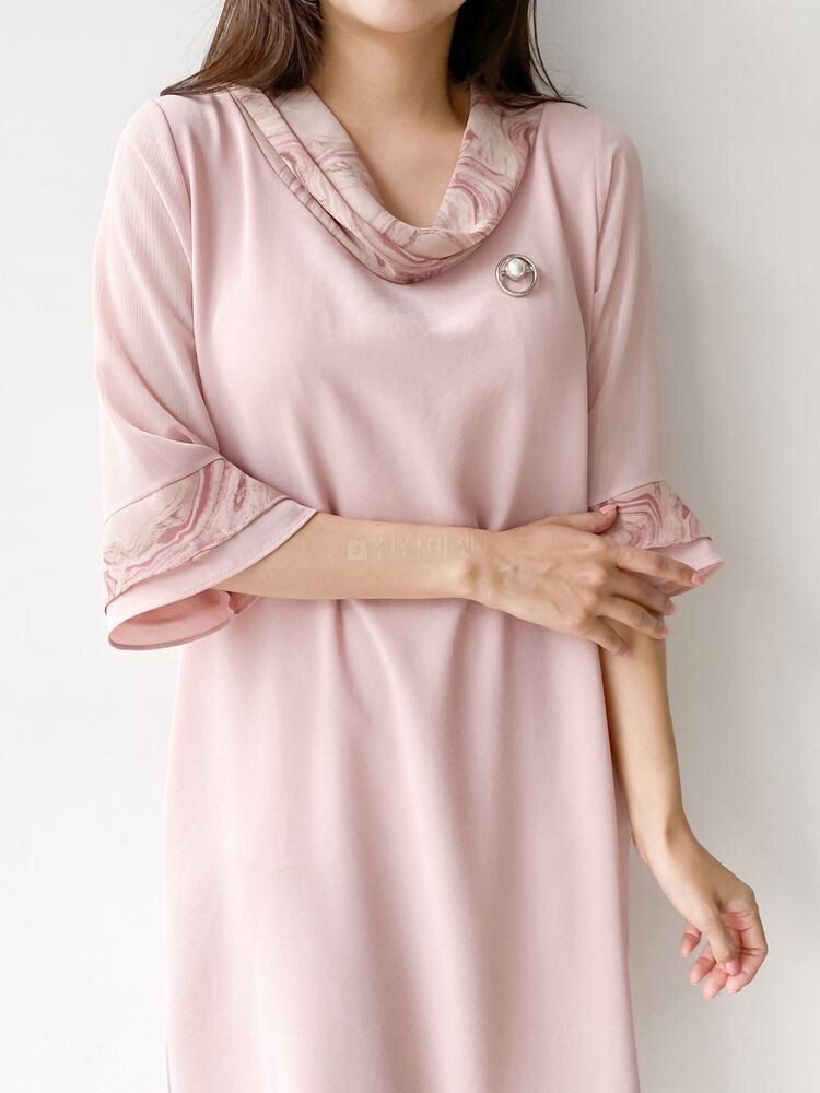 peach color one piece dress