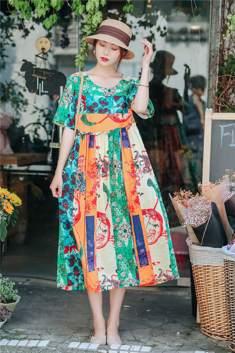 Ladies Floral Pattern Color Switch Neck Short Sleeve One Piece Dress 2 Colors Import Japanese Products At Wholesale Prices Super Delivery Ladies Floral Pattern Color Switch Neck Short Sleeve One Piece Dress 2 Colors Import Japanese Products At Wholesale Prices Super Delivery