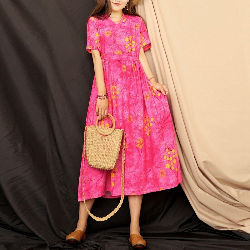 Ladies Floral Pattern V Neck Short Sleeve One Piece Dress 6 Colors Import Japanese Products At Wholesale Prices Super Delivery Ladies Floral Pattern V Neck Short Sleeve One Piece Dress 6 Colors Import Japanese Products At Wholesale Prices Super Delivery