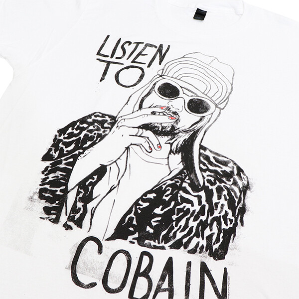 カートコバーン Kurt Cobain Listen Tシャツ 手書き風 イラスト バンドt ニルヴァーナ 半袖 正規品 本物の商品ページ 卸 仕入れサイト スーパーデリバリー