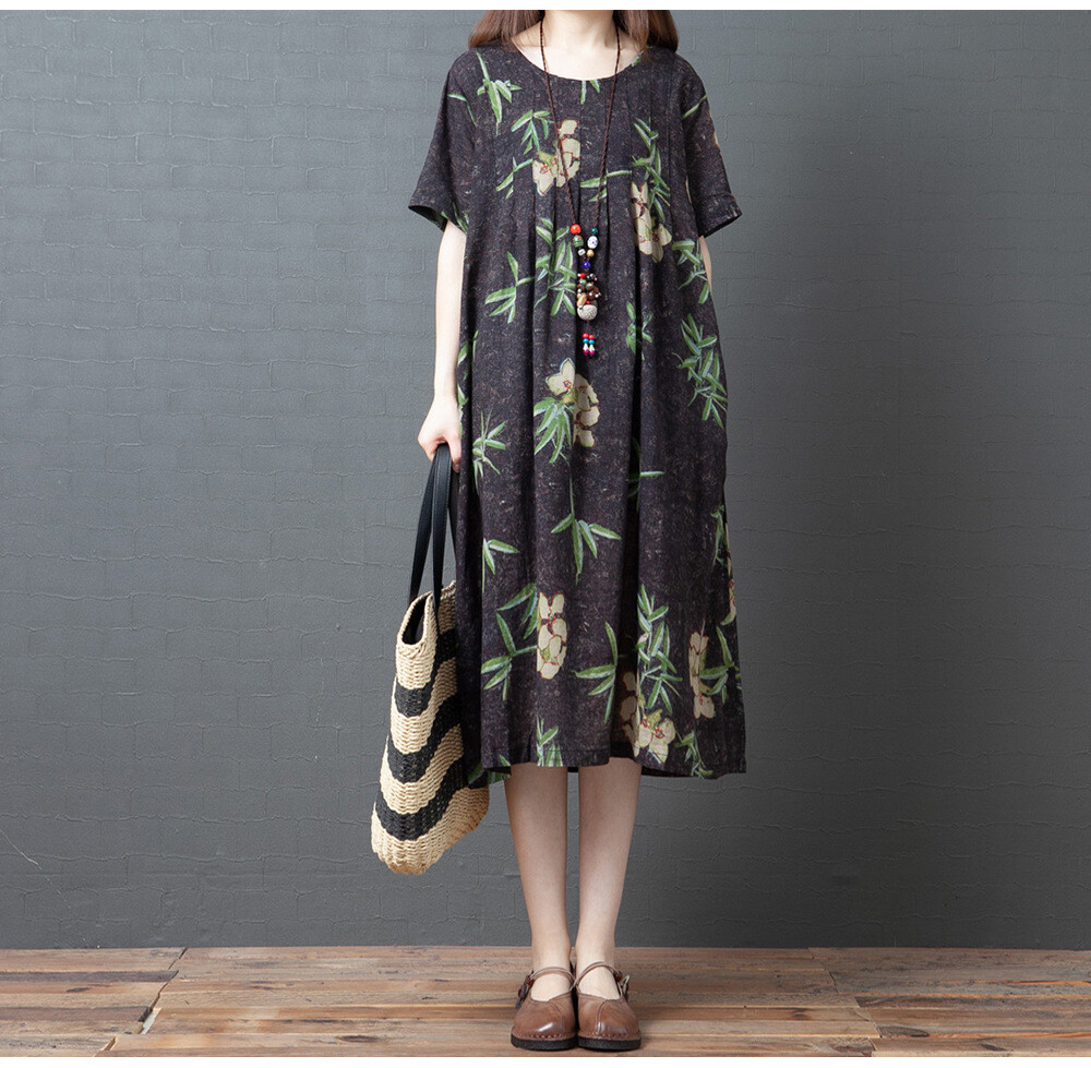 Leisurely Comfortable Pure Cotton Long Neck One Piece Dress Import Japanese Products At Wholesale Prices Super Delivery