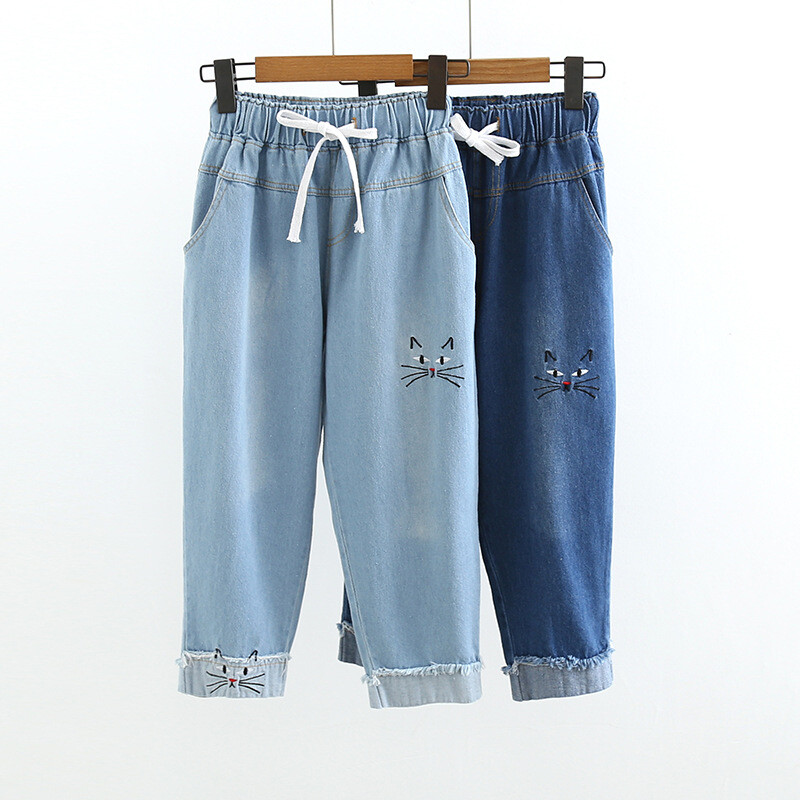 denim three quarter shorts ladies