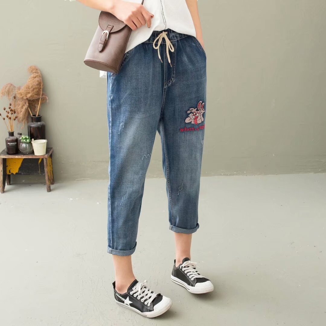 denim three quarter shorts ladies