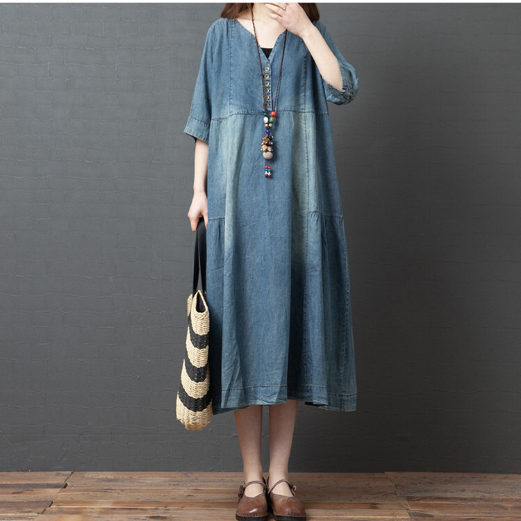 100 99 Ladies Leisurely Big V Neck Denim Short Sleeve One Piece Dress Import Japanese Products At Wholesale Prices Super Delivery 100 99 Ladies Leisurely Big V Neck Denim Short Sleeve One Piece Dress Import Japanese Products At Wholesale Prices Super Delivery