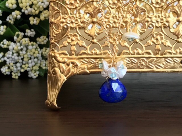Lapis Lazuli Pearl Bouquet Necklace Import Japanese Products At Wholesale Prices Super Delivery