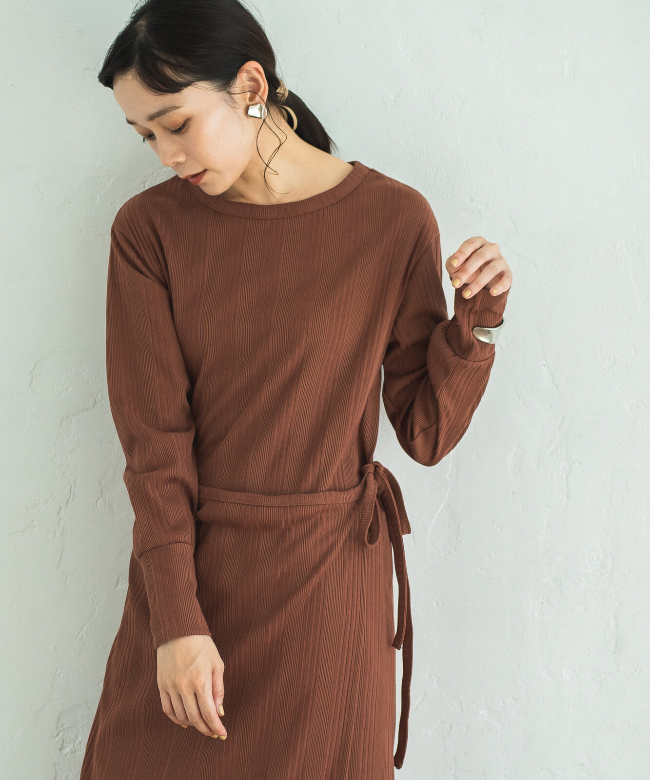 Front Apron Design Long Sleeve Long One Piece Dress Import Japanese Products At Wholesale Prices Super Delivery