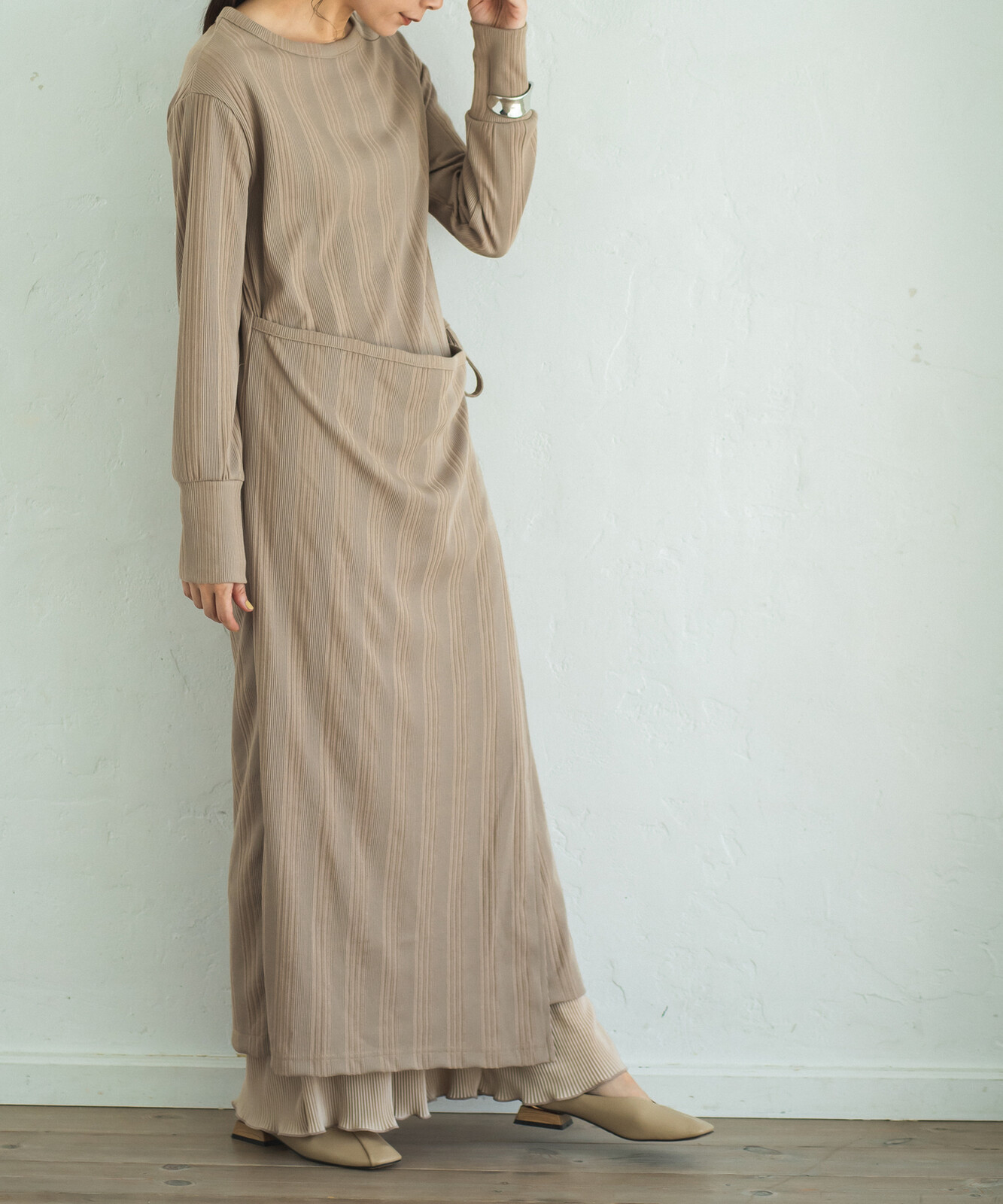 Front Apron Design Long Sleeve Long One Piece Dress Import Japanese Products At Wholesale Prices Super Delivery