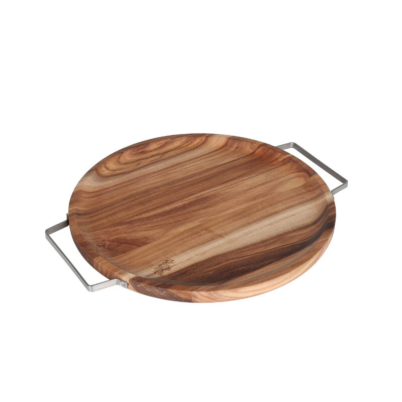 Dulton Acacia Tray Metal Handle Round Import Japanese S At Whole Super Delivery Dulton Acacia Tray Metal Handle Round, Round Wood Tray With Metal Handles