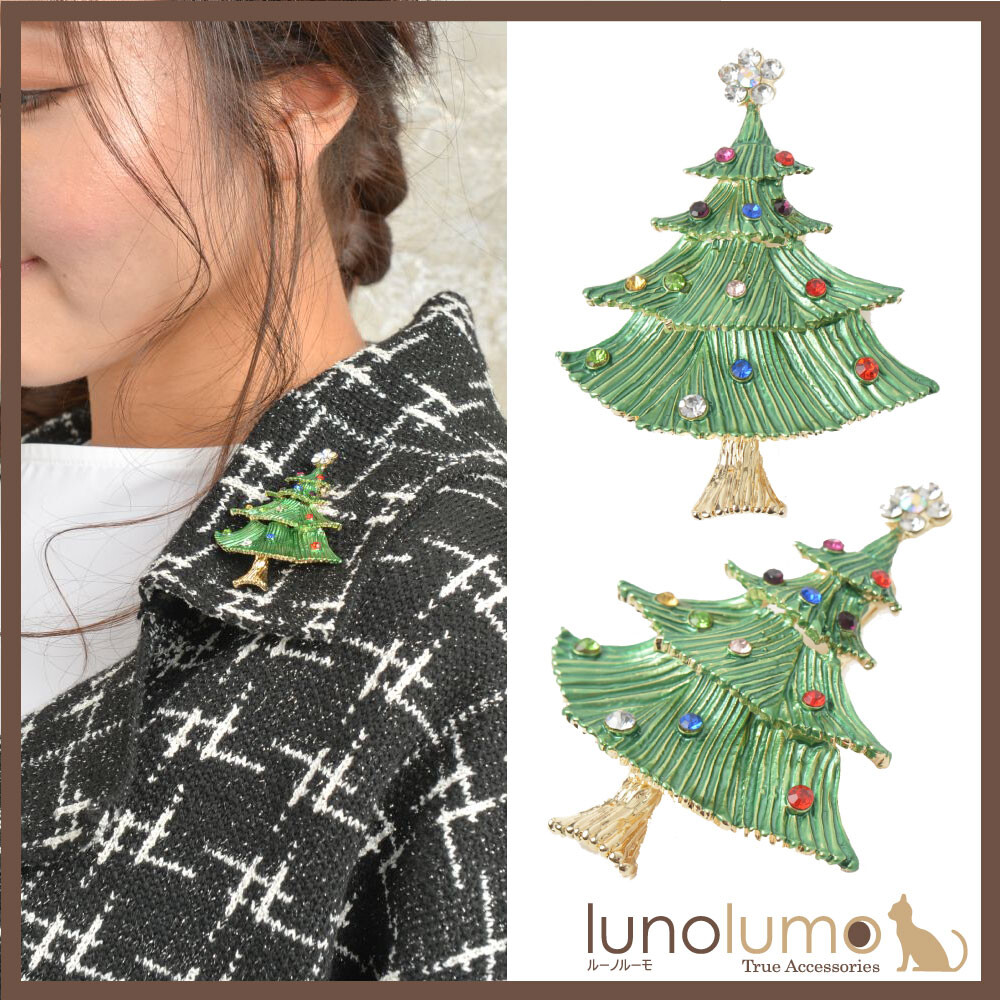 クリスマス ブローチ クリスマスツリー ツリー もみの木 キラキラ フラワー 花 緑 ゴールド プレゼント Bの商品ページ 卸 仕入れサイト スーパーデリバリー