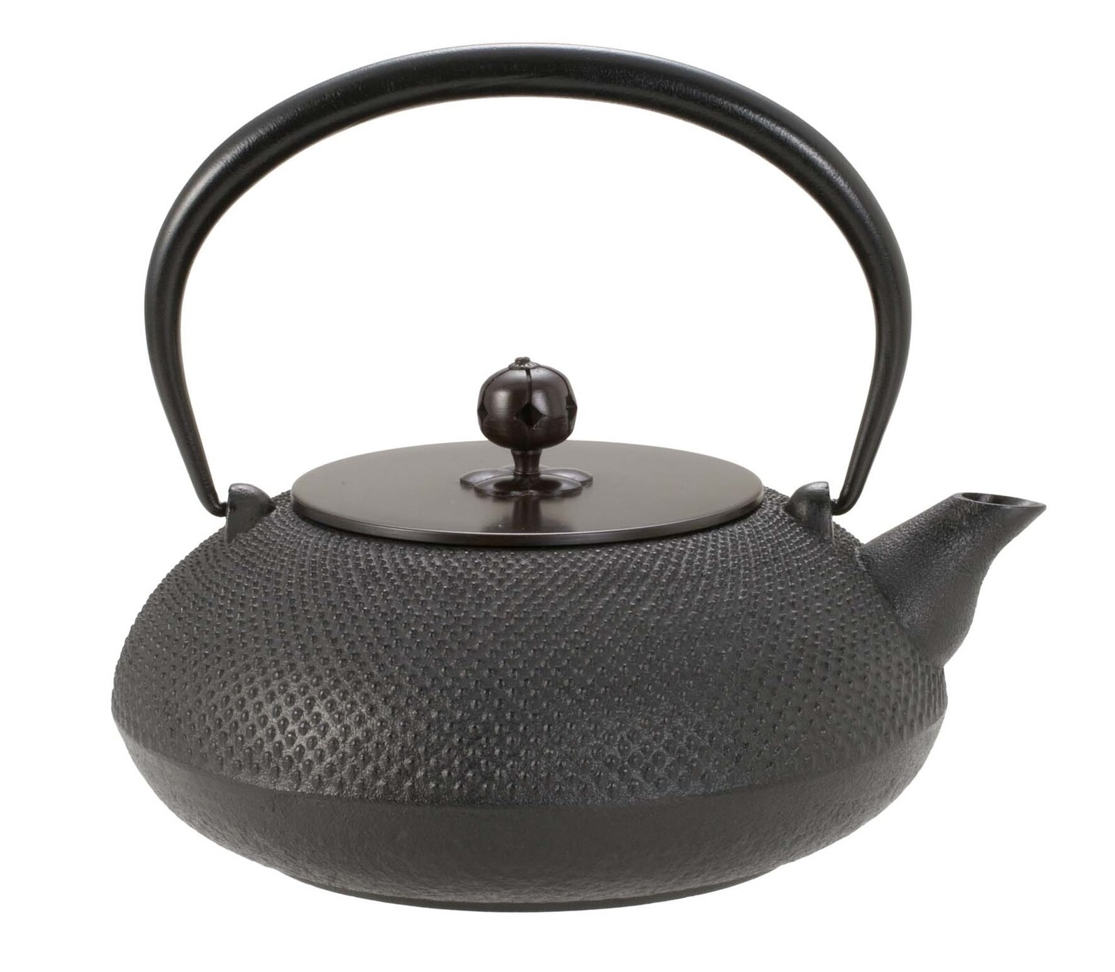 南部鉄瓶 平丸アラレ 銅蓋1.2L IH 黒