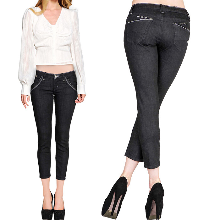 black denim capri pants