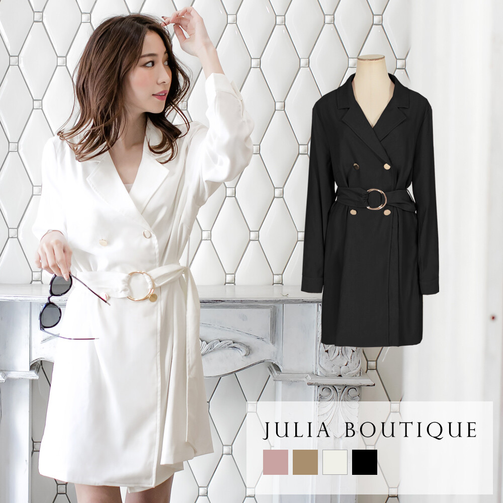 One Piece Dress Belt Attached Double Button Jacket One Piece Dress Import Japanese Products At Wholesale Prices Super Delivery
