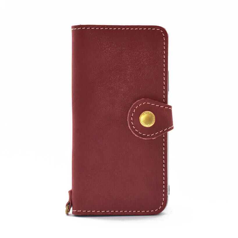 【日本製】栃木レザー スマホケース2.0 (Bordeaux) フラップ付き メンズ レディース ボルドー 5,666円