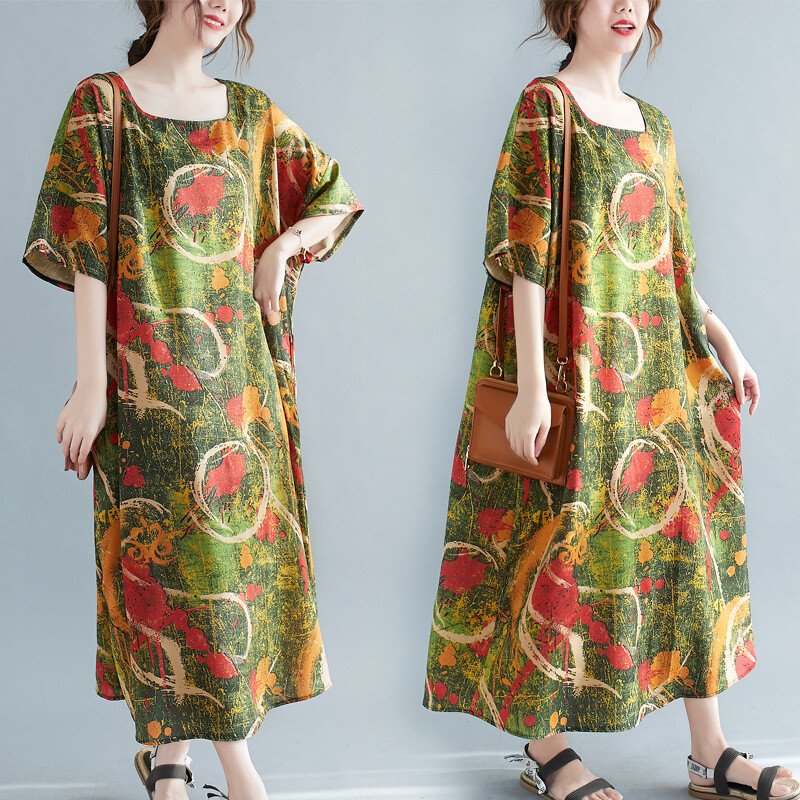 Ladies Big Print One Piece Dress Import Japanese Products At Wholesale Prices Super Delivery
