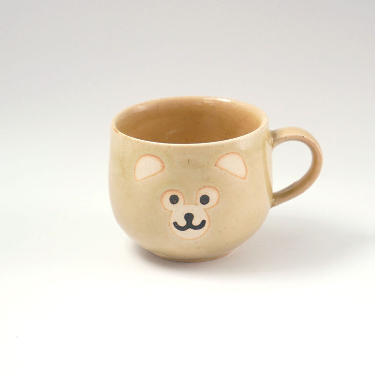 Japan import Mino ware Japan Animal Face Ball Mug Cup for Kids Bear Handcrafted 